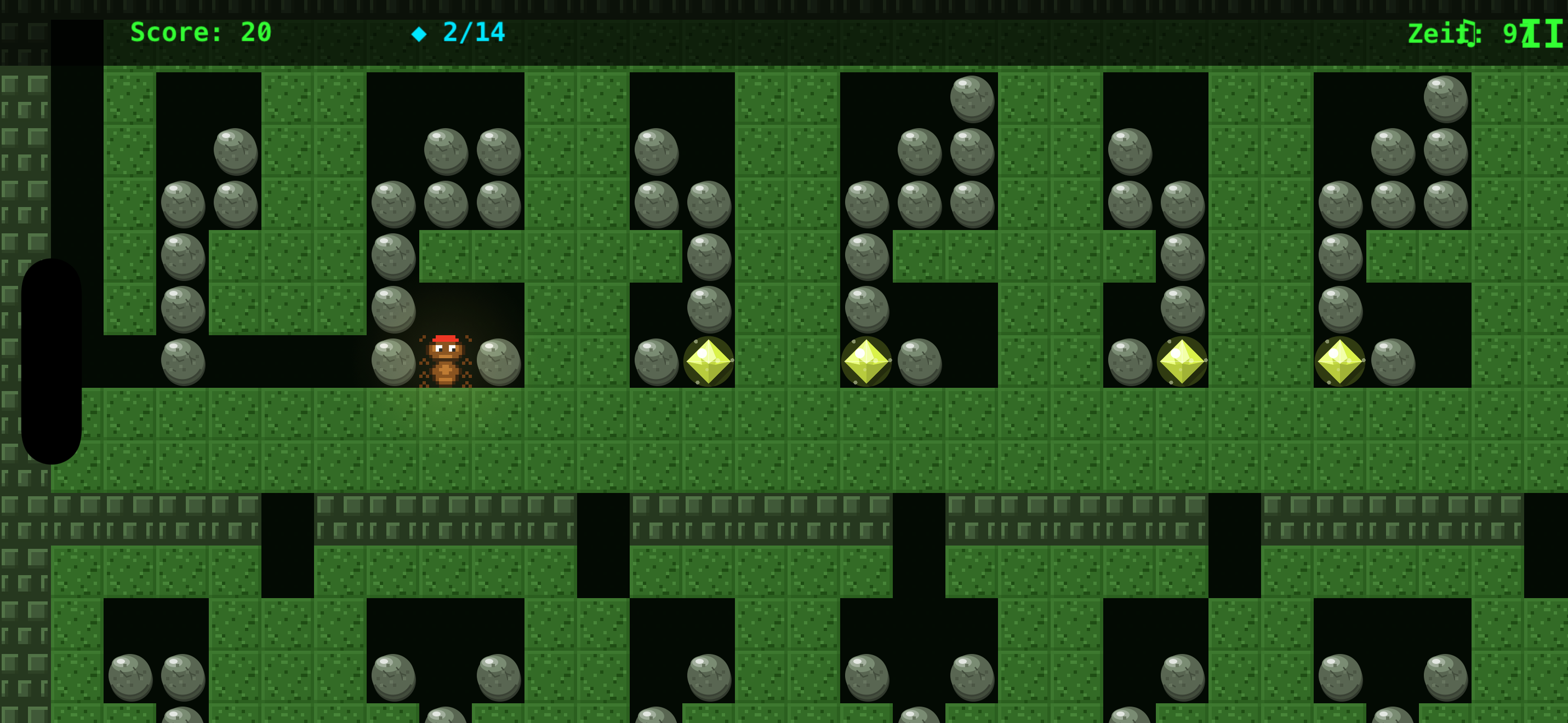 CaveDash green cave level with unique theme and emerald colors